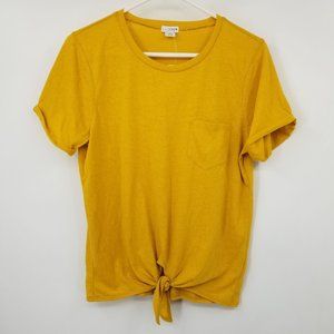NWT J. Crew Tie Waist Yellow Pocket Tee Size Medium